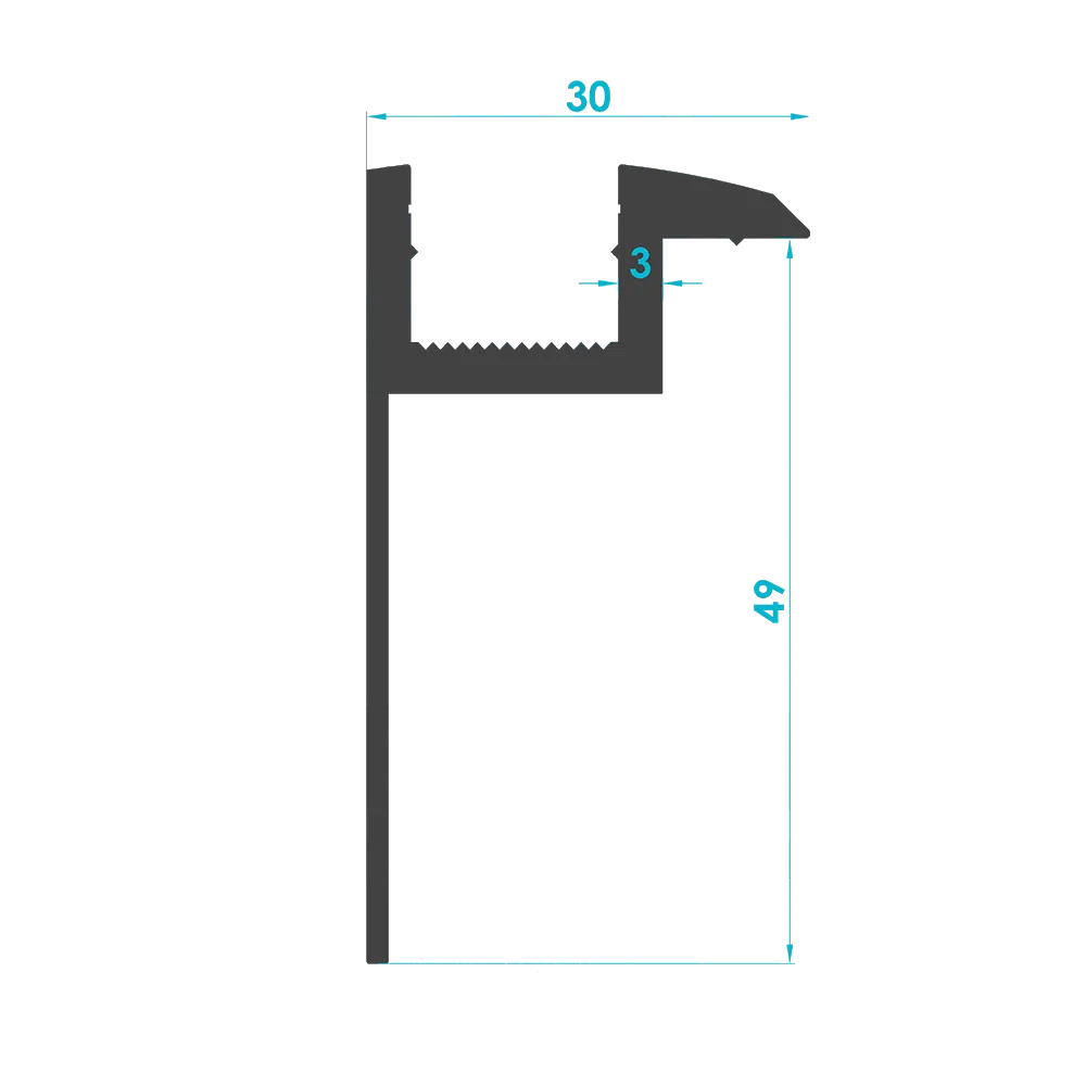 Solar Module End Clamp Profile 50mm (Code: 1361) — Engineering Section Drawing | SolarAlu Global
