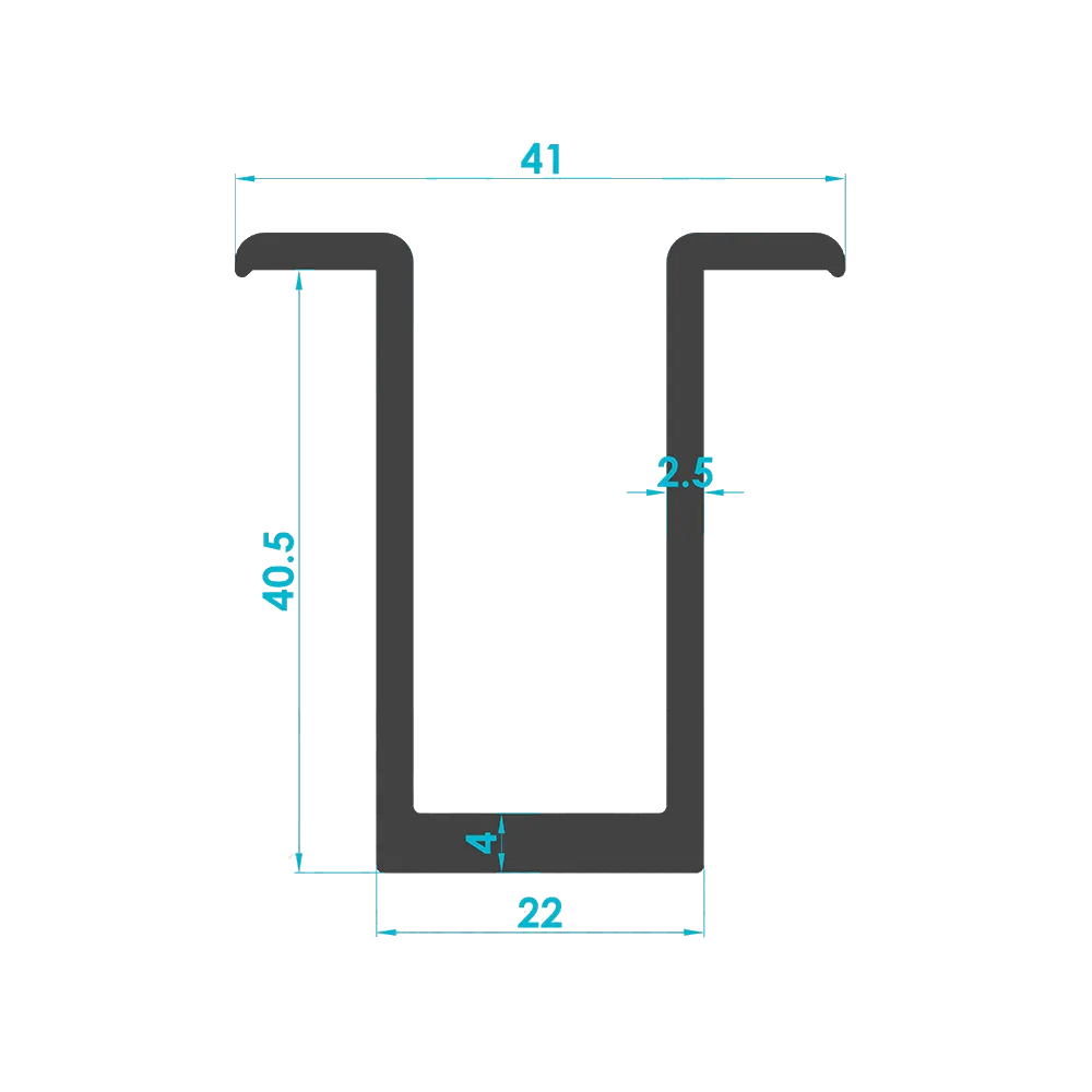 Solar Module Mid Clamp Profile 22mm (Code: 1390) — Engineering Section Drawing | SolarAlu Global