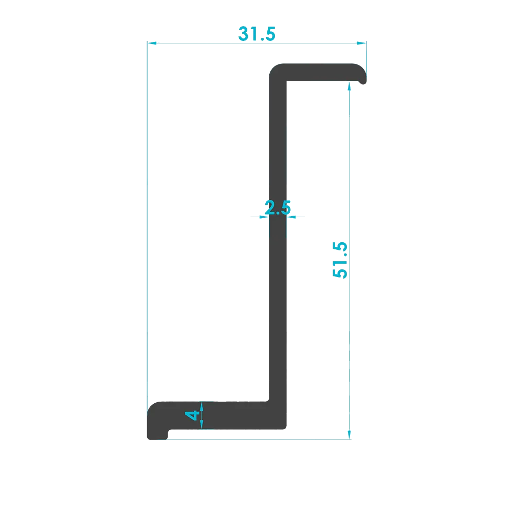 Solar Module End Clamp Profile 51mm (Code: 1393) — Engineering Section Drawing | SolarAlu Global