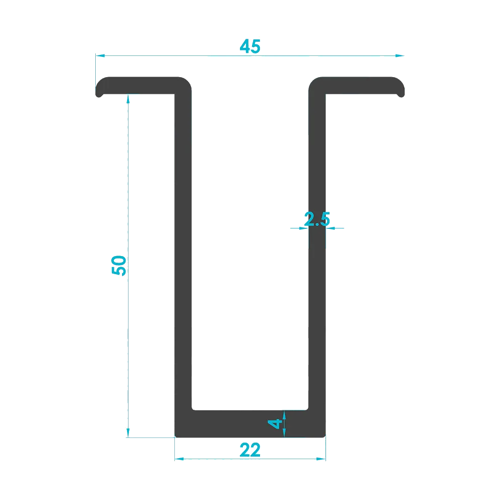 Solar Module Mid Clamp Profile 22mm (Code: 1394) — Engineering Section Drawing | SolarAlu Global