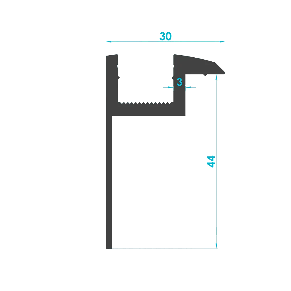 Solar Module End Clamp Profile 44mm (Code: 1603) — Engineering Section Drawing | SolarAlu Global