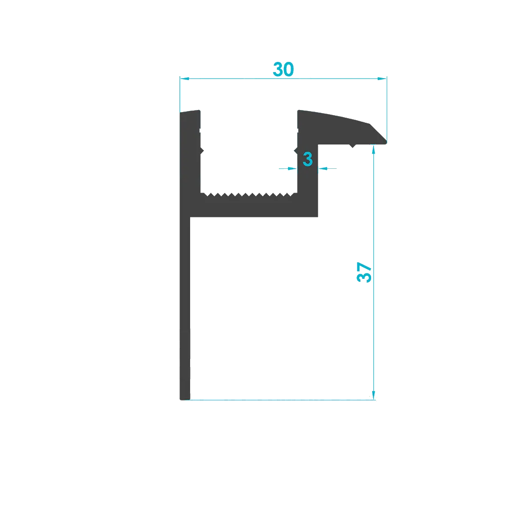 Solar Module End Clamp Profile 37mm (Code: 1668) — Engineering Section Drawing | SolarAlu Global