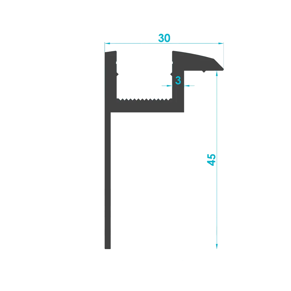 Solar Module End Clamp Profile 45mm (Code: 1670) — Engineering Section Drawing | SolarAlu Global