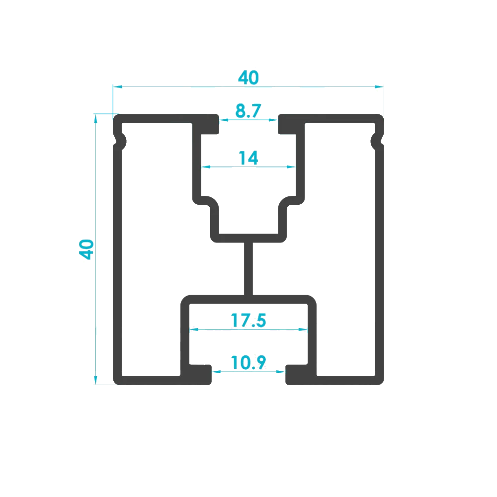 Solar Mounting Rail Profile 40x40mm (Code: 1680) — Engineering Section Drawing | SolarAlu Global