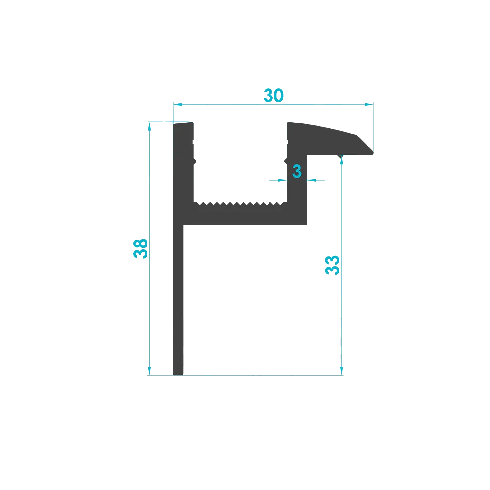 Solar Module End Clamp Profile 33mm (Code: 1683) — Engineering Section Drawing | SolarAlu Global