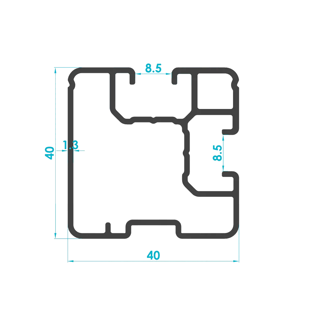 Solar Mounting Rail Profile 40x40mm (Code: 1892) — Engineering Section Drawing | SolarAlu Global