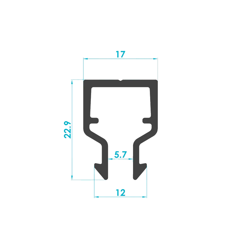 Solar Module Cable Retaining Clip Profile (Code: 1893) — Engineering Section Drawing | SolarAlu Global
