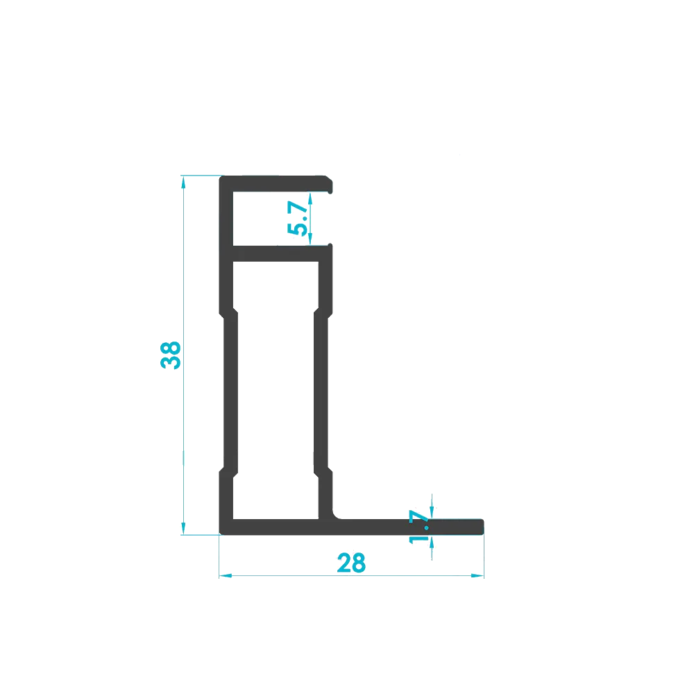 Solar PV Module Aluminum Frame Profile 38mm (Code: 1899) — Engineering Section Drawing | SolarAlu Global