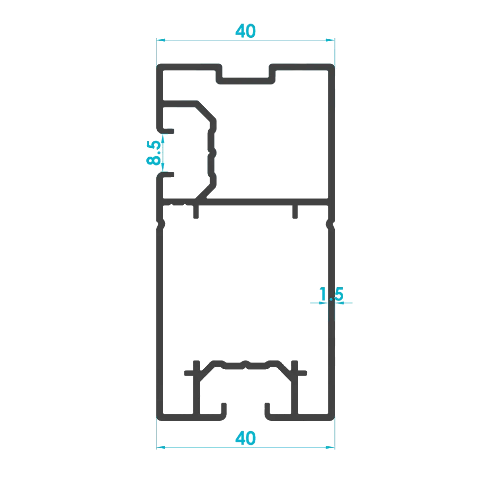 Solar Mounting Rail Profile 80x40mm (Code: 1983) — Engineering Section Drawing | SolarAlu Global
