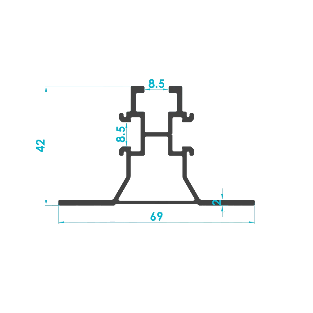 Solar Substructure Support Foot Profile (Code: 3185) — Engineering Section Drawing | SolarAlu Global