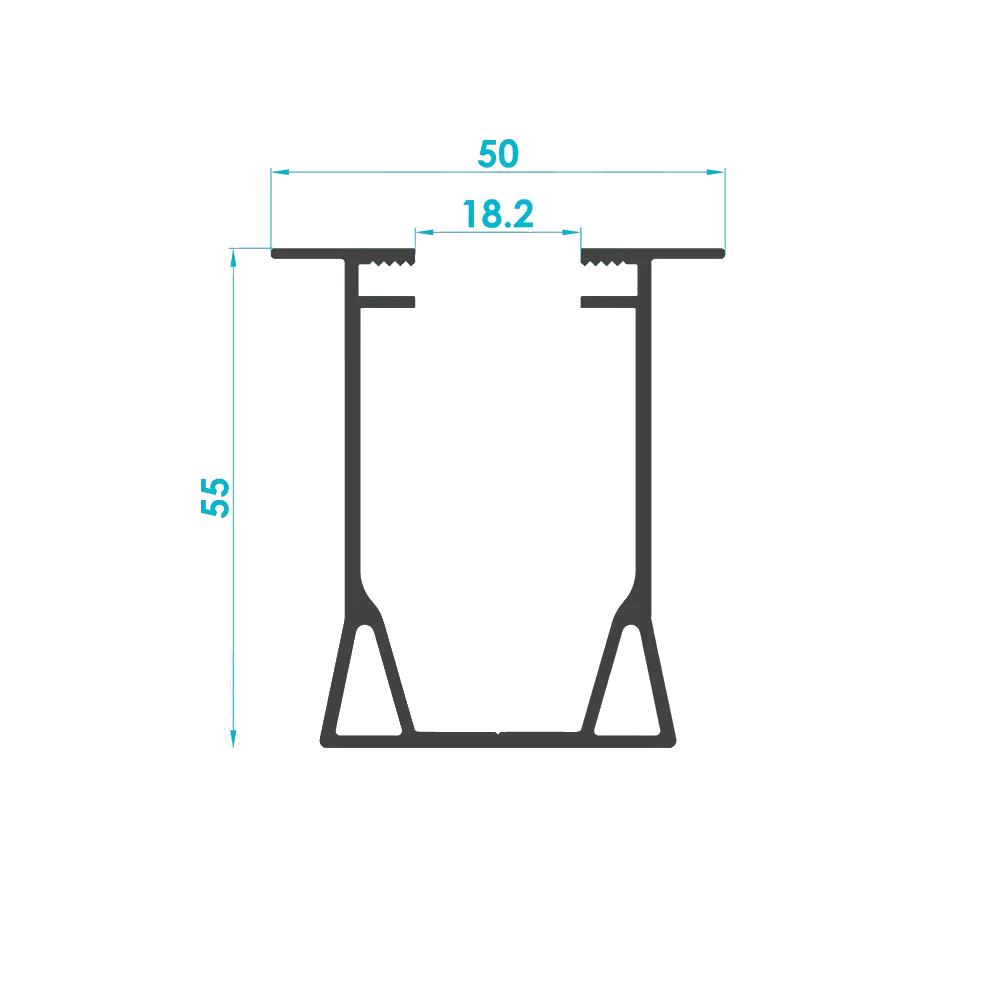 Solar Mounting Support Leg Profile 55mm (Code: 3190) — Engineering Section Drawing | SolarAlu Global