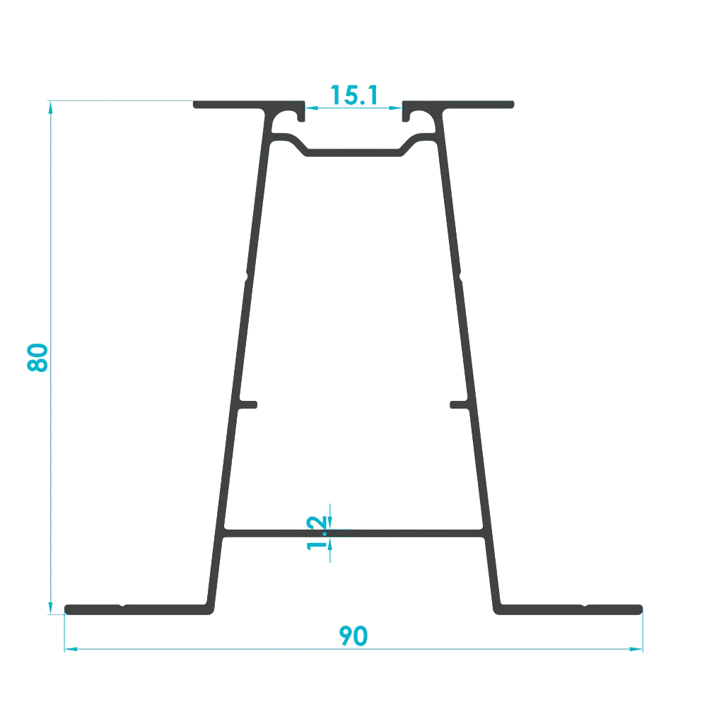 Trapezoidal Sheet Mini Rail Profile 80mm (Code: 3205) — Engineering Section Drawing | SolarAlu Global
