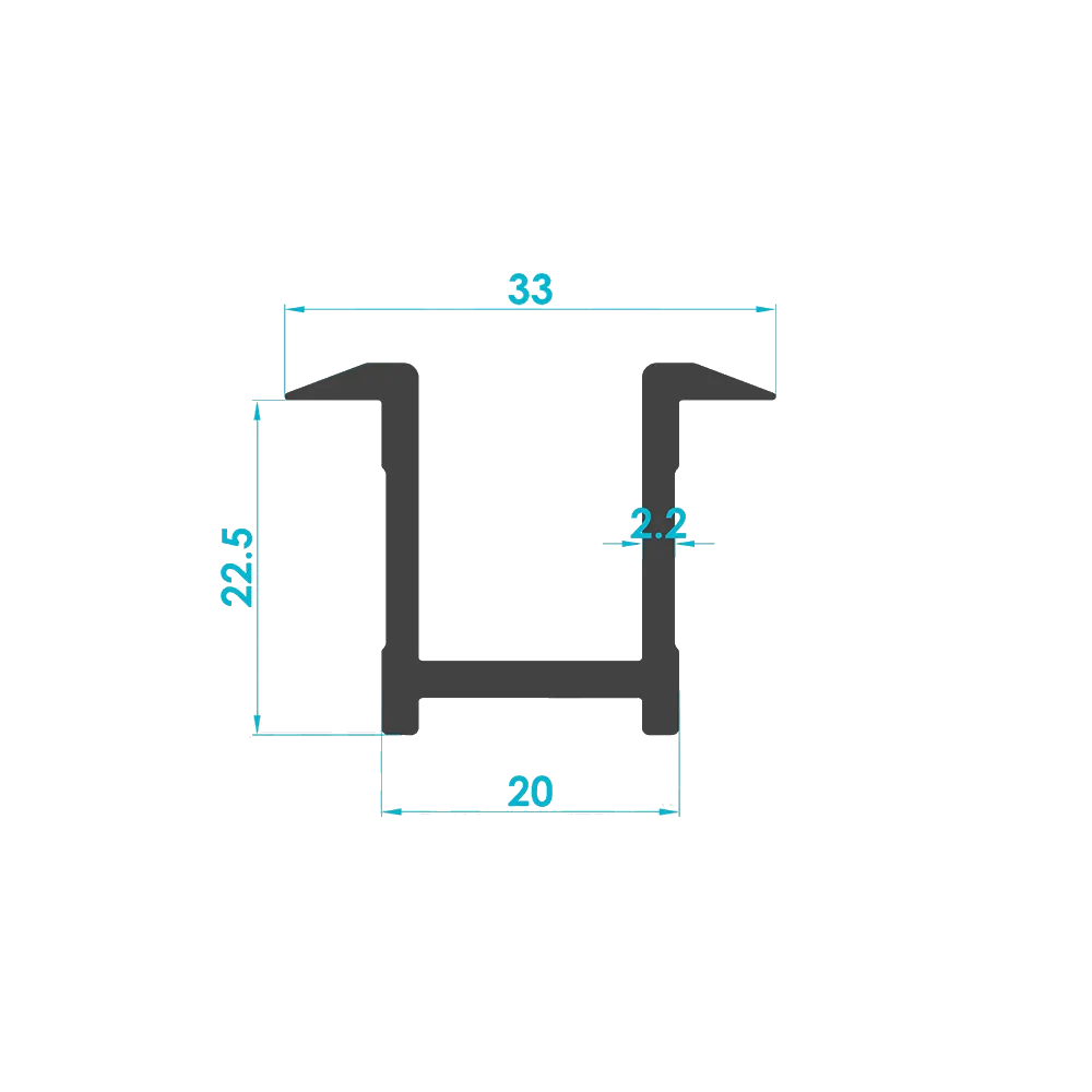 Solar Module Mid Clamp Profile 20mm (Code: 3236) — Engineering Section Drawing | SolarAlu Global