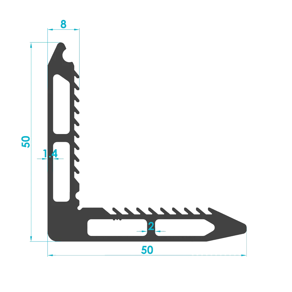 Solar Panel Corner Key Bracket Profile 8.5mm (Code: 3358) — Engineering Section Drawing | SolarAlu Global