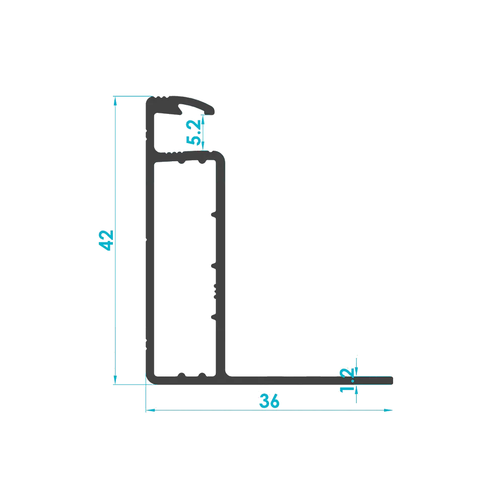 Solar PV Module Aluminum Frame Profile 42mm (Code: 3359) — Engineering Section Drawing | SolarAlu Global