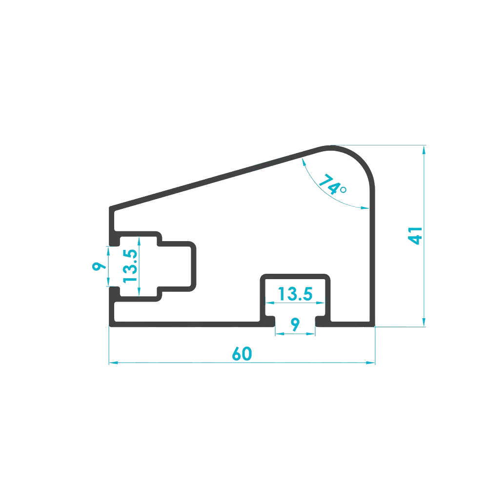 Triangular Tilt Mounting Frame Profile (Code: 3394) — Engineering Section Drawing | SolarAlu Global