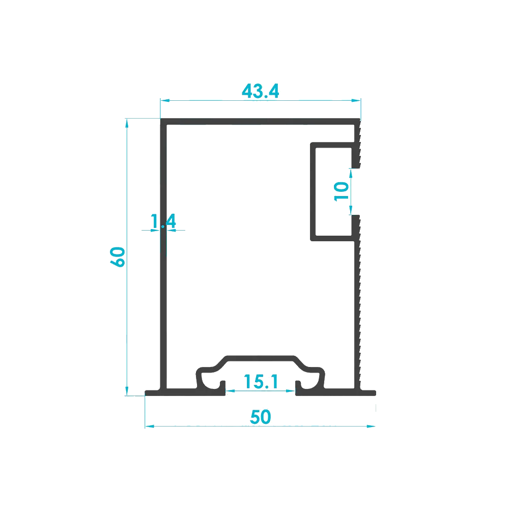 Solar Mounting Support Leg Profile 60mm (Code: 3470) — Engineering Section Drawing | SolarAlu Global