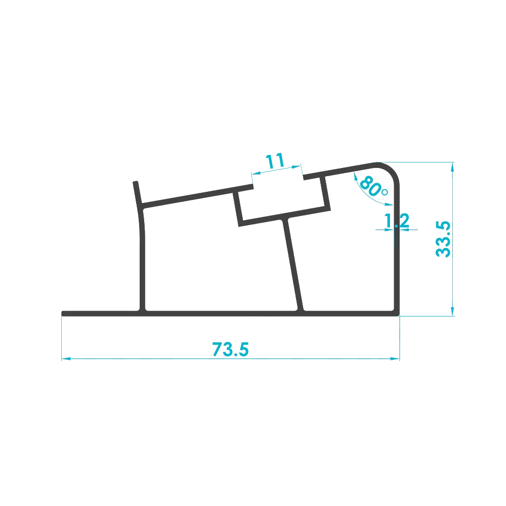 Adjustable Tilt Solar Mounting Leg Profile (Code: 3471) — Engineering Section Drawing | SolarAlu Global