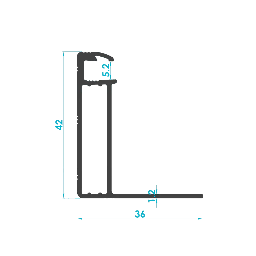 Solar PV Module Aluminum Frame Profile 42mm (Code: 3519) — Engineering Section Drawing | SolarAlu Global