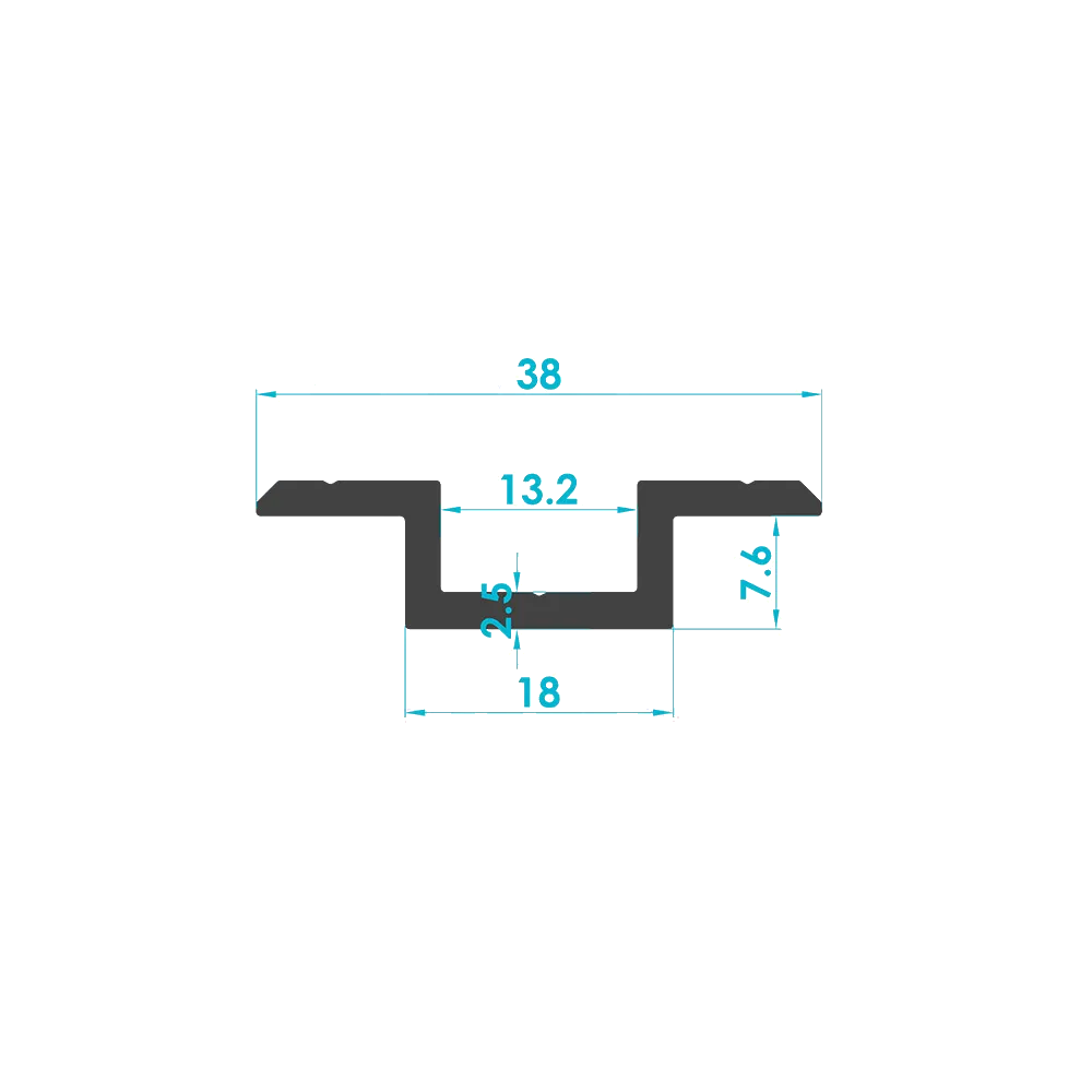 Solar Module Mid Clamp Profile 18mm (Code: 3613) — Engineering Section Drawing | SolarAlu Global