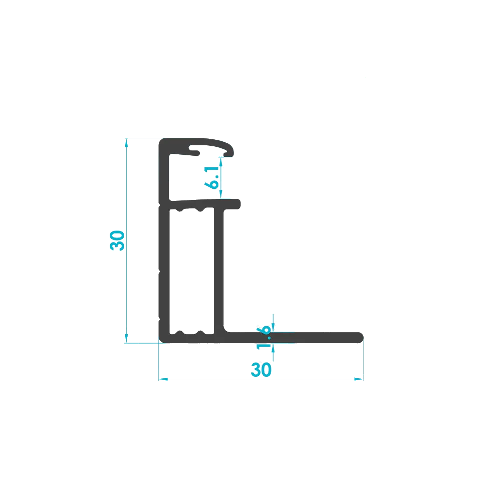 Solar PV Module Aluminum Frame Profile 30mm (Code: 3881) — Engineering Section Drawing | SolarAlu Global