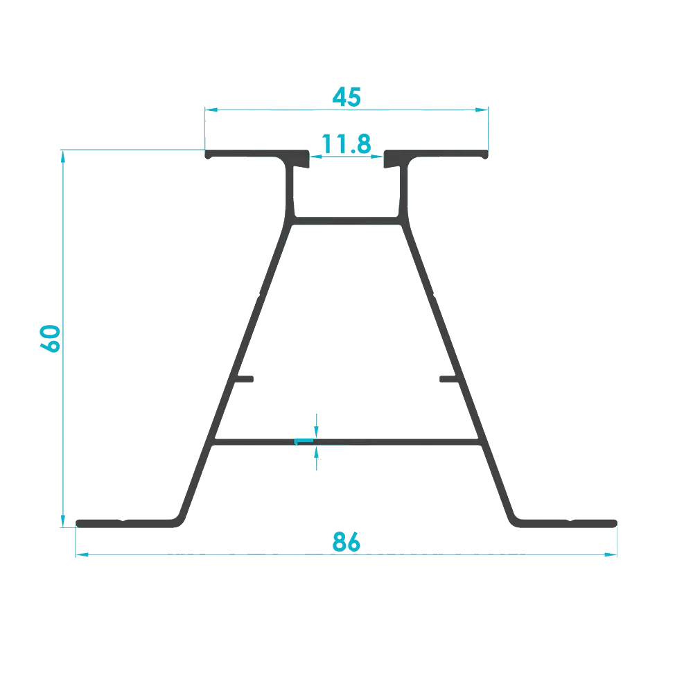 Trapezoidal Sheet Mini Rail Profile 60mm (Code: 3895) — Engineering Section Drawing | SolarAlu Global