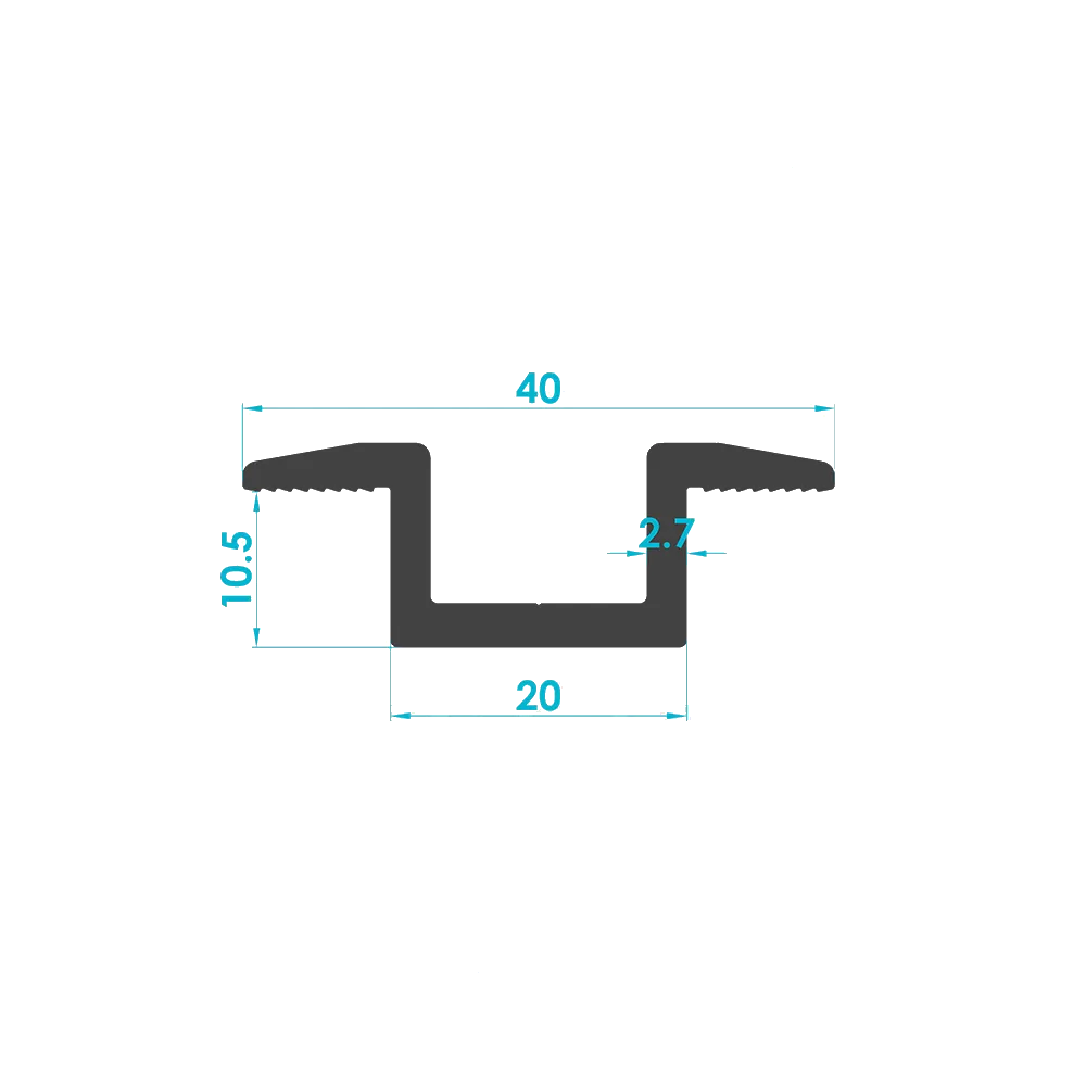 Solar Module Mid Clamp Profile 20mm (Code: 3901) — Engineering Section Drawing | SolarAlu Global