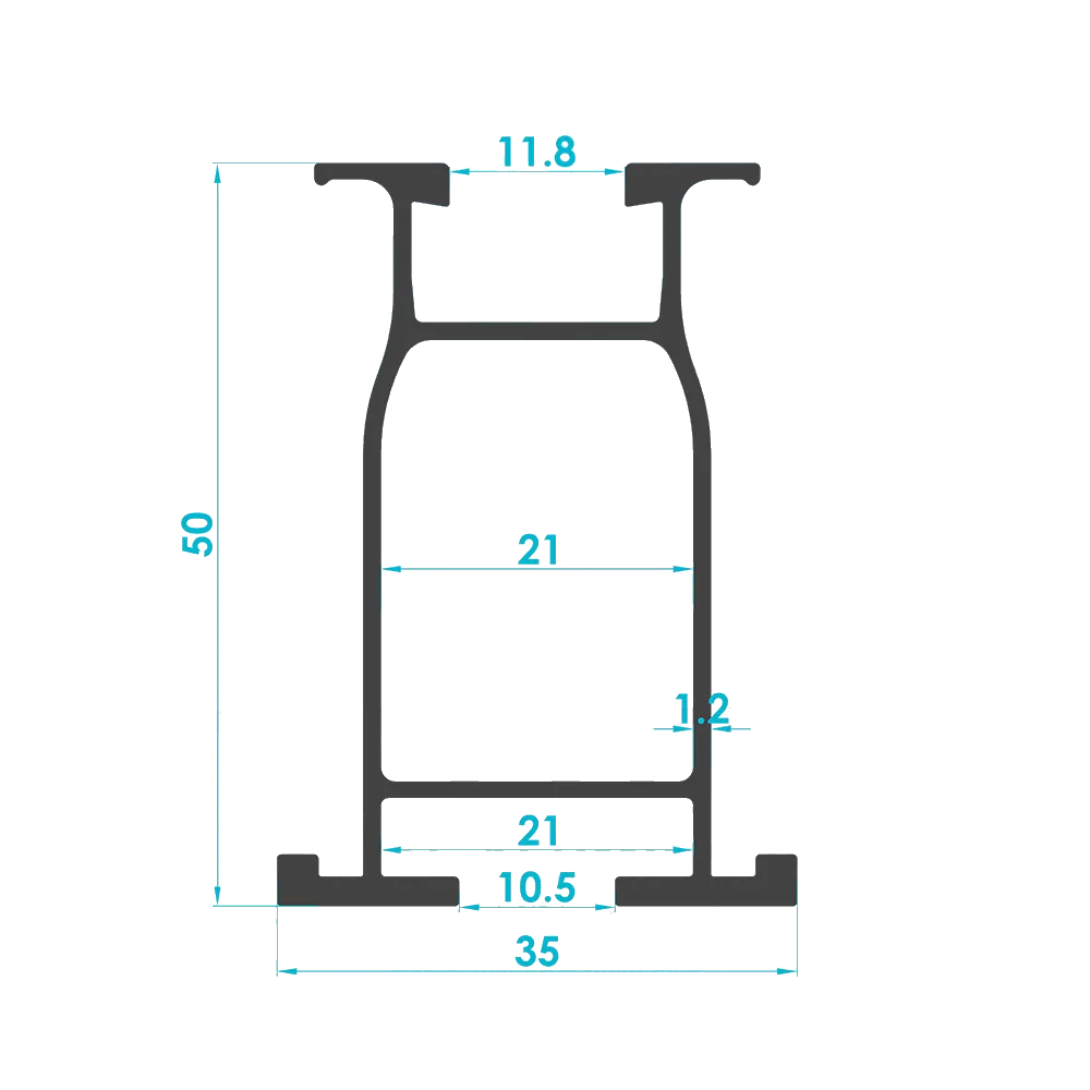 Solar Mounting Rail Profile 50x40mm (Code: 3902) — Engineering Section Drawing | SolarAlu Global